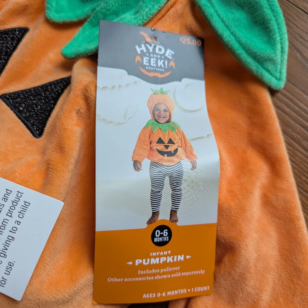 Hyde & Eek! Pumpkin Pullover Costume With Hood 0-6M NWT